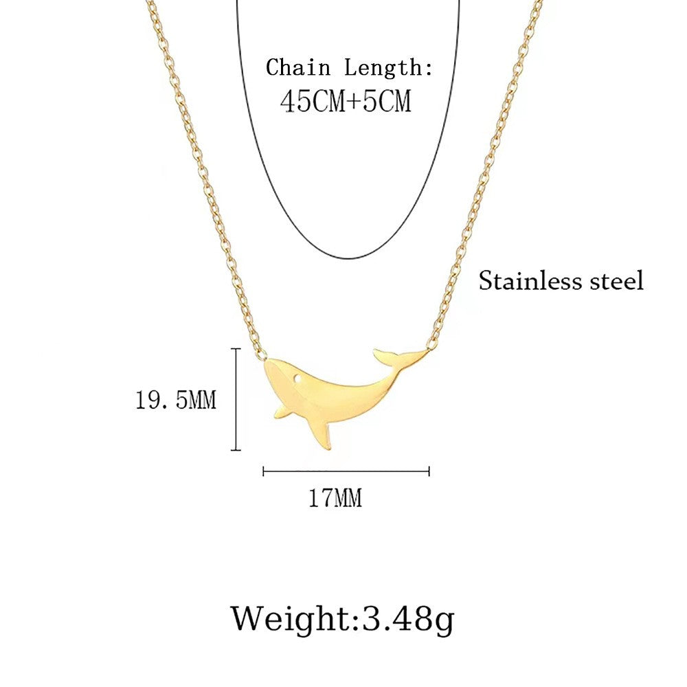 Stainless Steel 18K Gold Plated Simple Style Classic Style Little Bear Dinosaur Plating Pendant Necklace