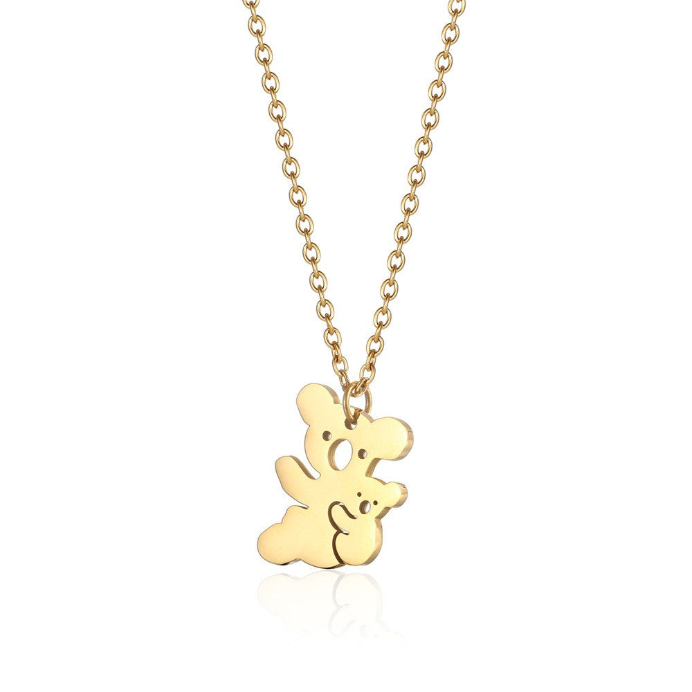 Stainless Steel 18K Gold Plated Simple Style Classic Style Little Bear Dinosaur Plating Pendant Necklace