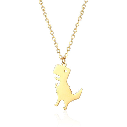 Stainless Steel 18K Gold Plated Simple Style Classic Style Little Bear Dinosaur Plating Pendant Necklace