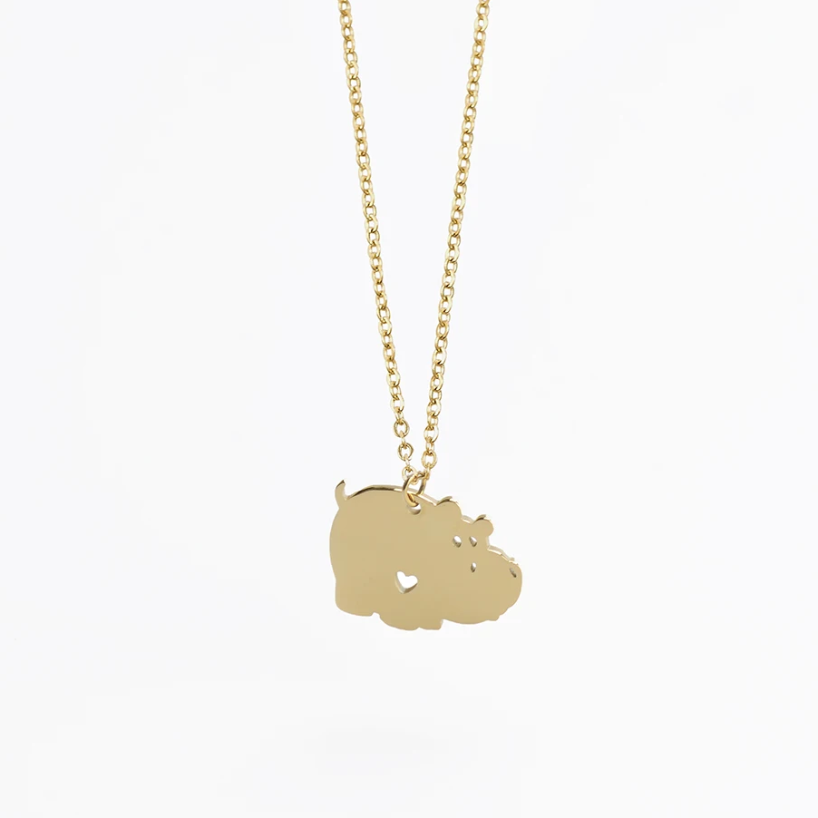 Stainless Steel 18K Gold Plated Simple Style Classic Style Little Bear Dinosaur Plating Pendant Necklace