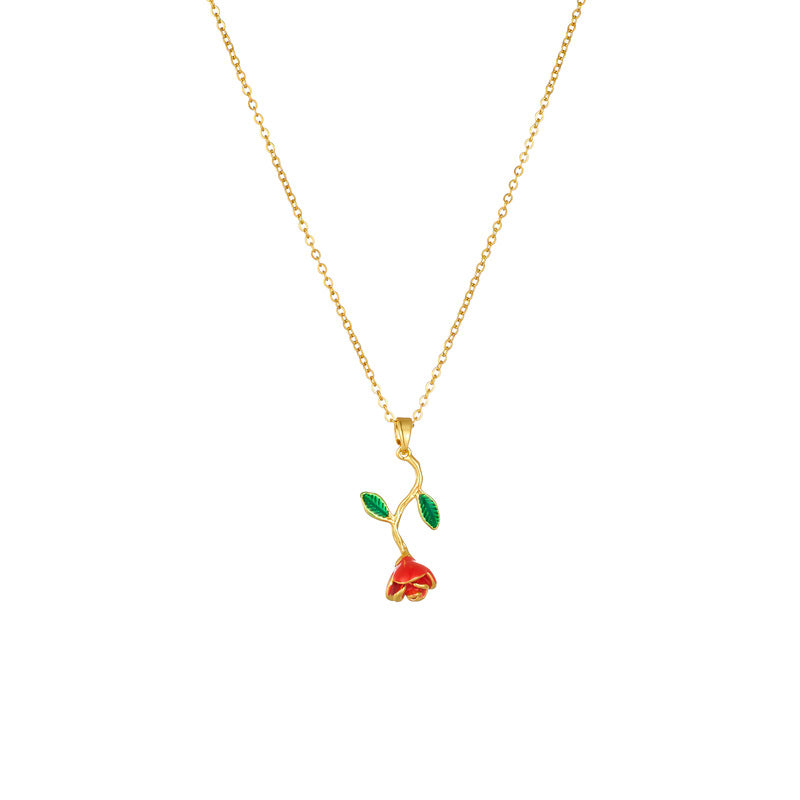 Copper Gold Plated Simple Style Classic Style Flower Plating Pendant Necklace