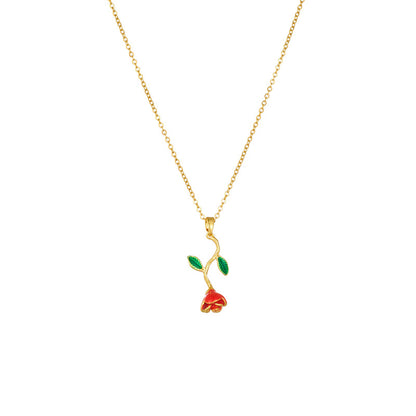 Copper Gold Plated Simple Style Classic Style Flower Plating Pendant Necklace