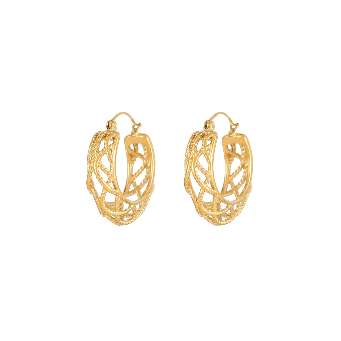 1 Pair Classic Style Geometric Stainless Steel Titanium Steel Gold Plated Earrings