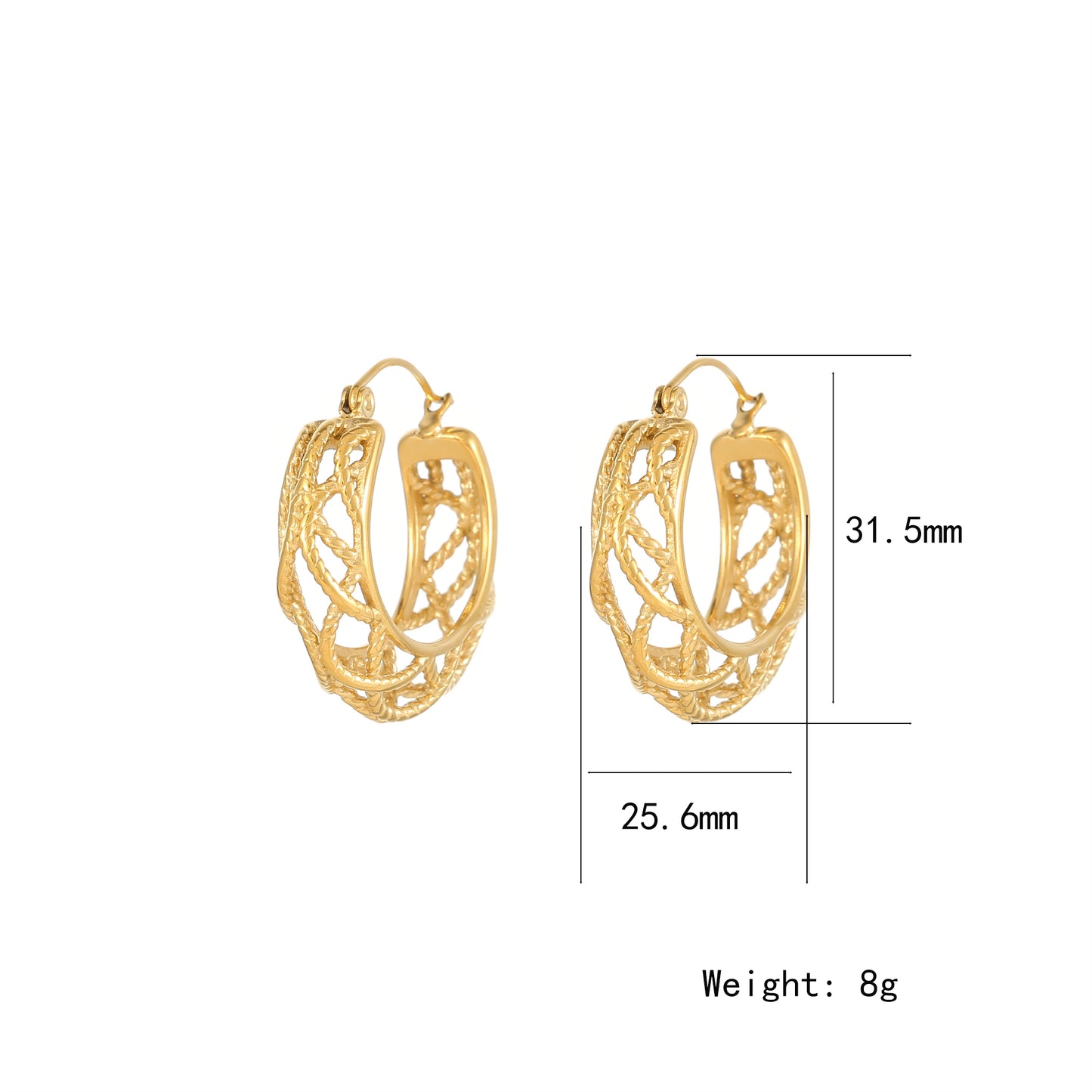 1 Pair Classic Style Geometric Stainless Steel Titanium Steel Gold Plated Earrings