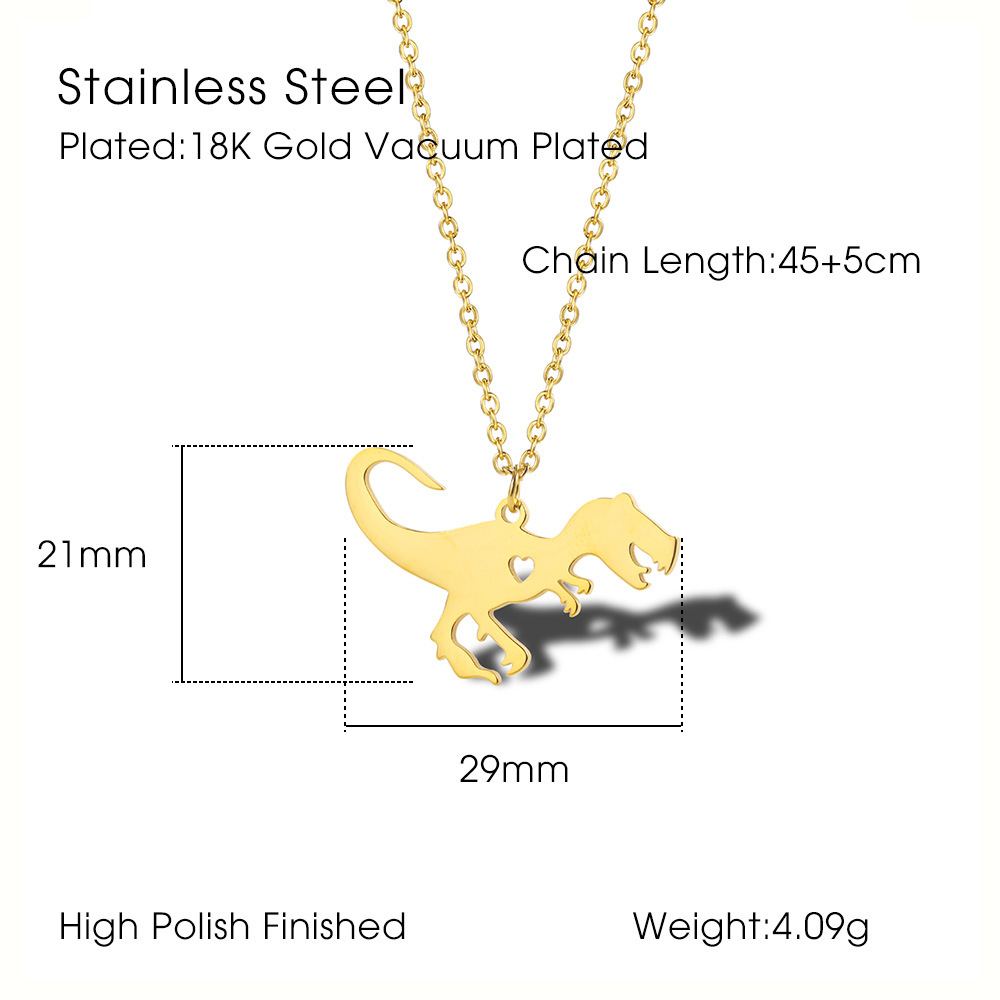 Stainless Steel 18K Gold Plated Simple Style Classic Style Little Bear Dinosaur Plating Pendant Necklace