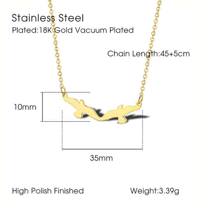 Stainless Steel 18K Gold Plated Simple Style Classic Style Little Bear Dinosaur Plating Pendant Necklace