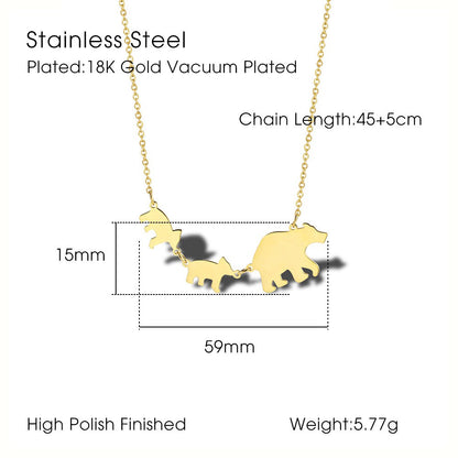 Stainless Steel 18K Gold Plated Simple Style Classic Style Little Bear Dinosaur Plating Pendant Necklace