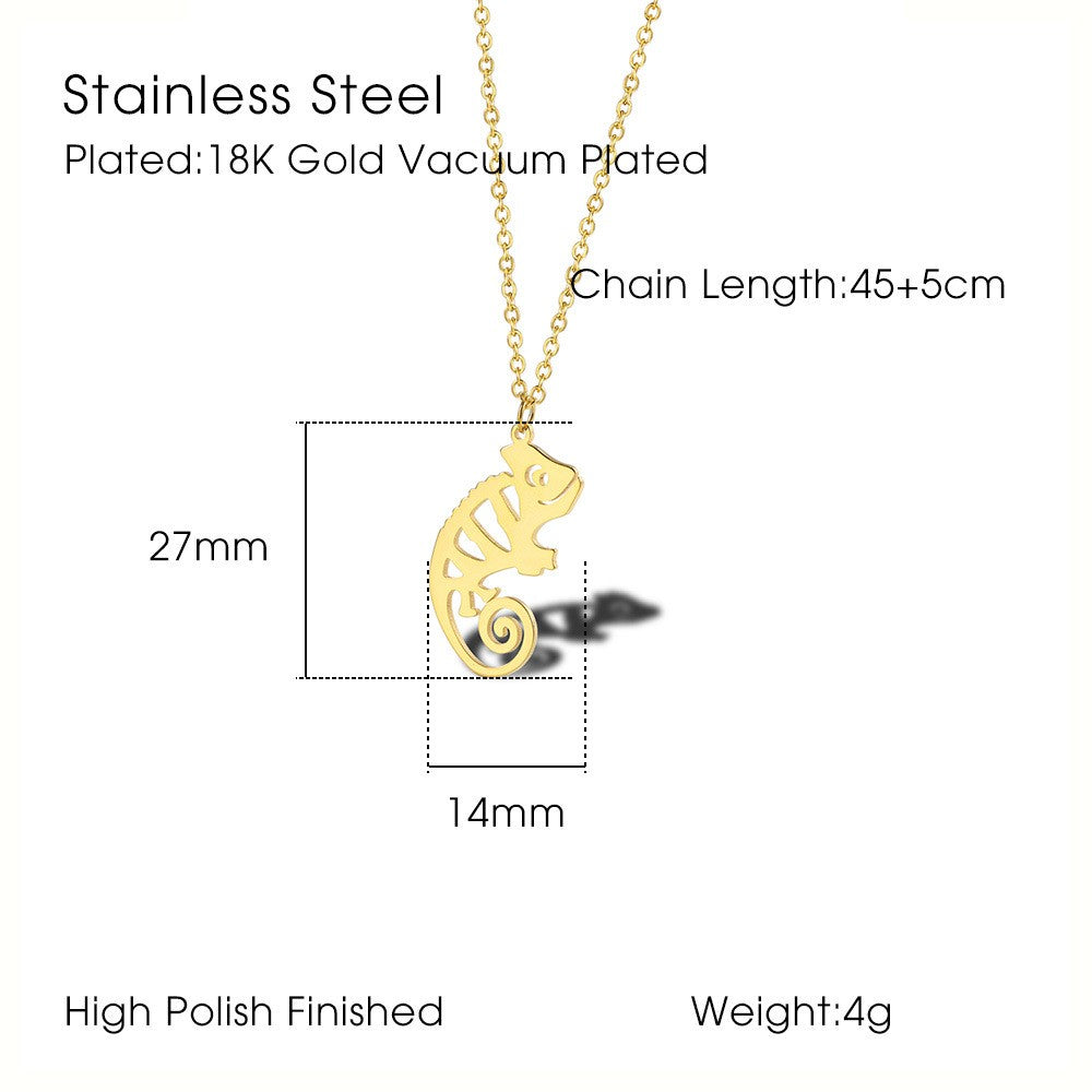 Stainless Steel 18K Gold Plated Simple Style Classic Style Little Bear Dinosaur Plating Pendant Necklace