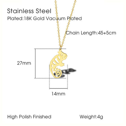 Stainless Steel 18K Gold Plated Simple Style Classic Style Little Bear Dinosaur Plating Pendant Necklace