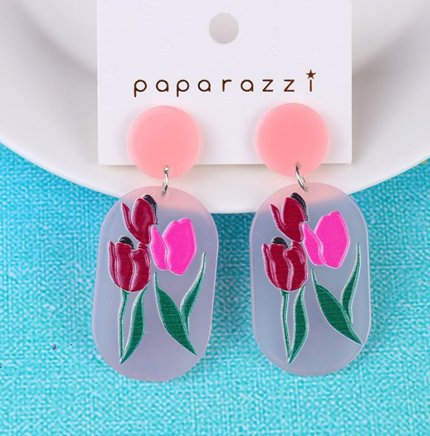 1 Pair Sweet Flower Arylic Drop Earrings