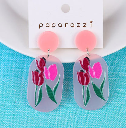 1 Pair Sweet Flower Arylic Drop Earrings