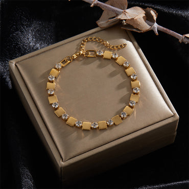 Stainless Steel Simple Style Classic Style Geometric Plating Inlay Zircon Bracelets