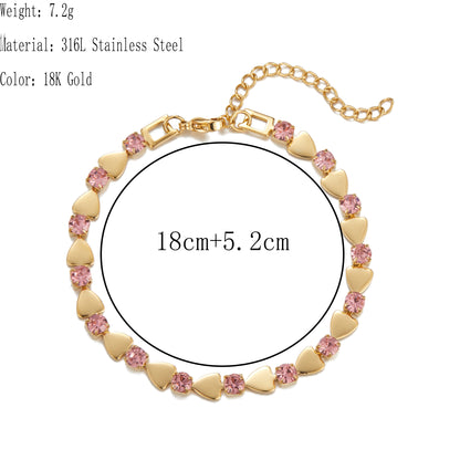 Stainless Steel Simple Style Classic Style Geometric Plating Inlay Zircon Bracelets