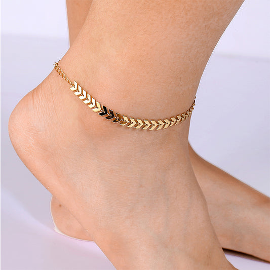 IG Style Simple Style Circle Heart Shape Grain Copper Inlay Zircon 18K Gold Plated Women's Anklet