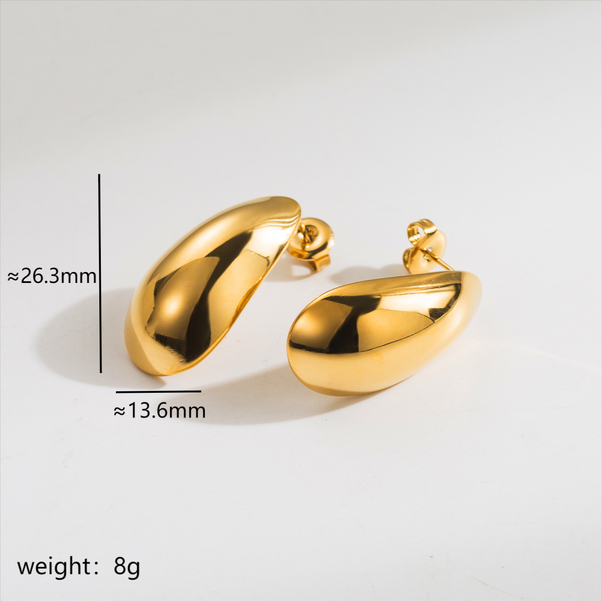 1 Pair Simple Style Oval Stainless Steel 18K Gold Plated Ear Studs