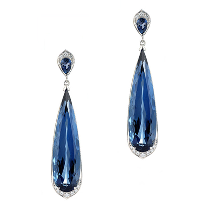 1 Pair Elegant Retro Water Droplets Plating Inlay Copper Artificial Crystal Zircon Drop Earrings