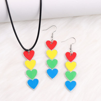 Simple Style Classic Style Heart Shape Arylic Printing Women's Earrings Jewelry Set