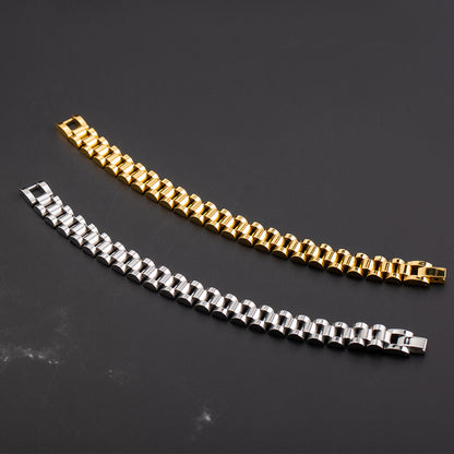 Stainless Steel 18K Gold Plated Business Vintage Style Solid Color Polishing Bracelets