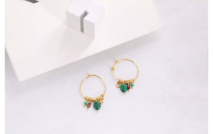 1 Pair Retro Geometric Plating Inlay Stainless Steel Zircon Earrings