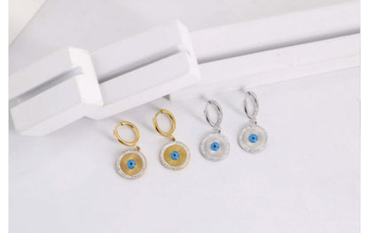 1 Pair Casual Simple Style Devil's Eye Plating Inlay Stainless Steel Zircon Drop Earrings