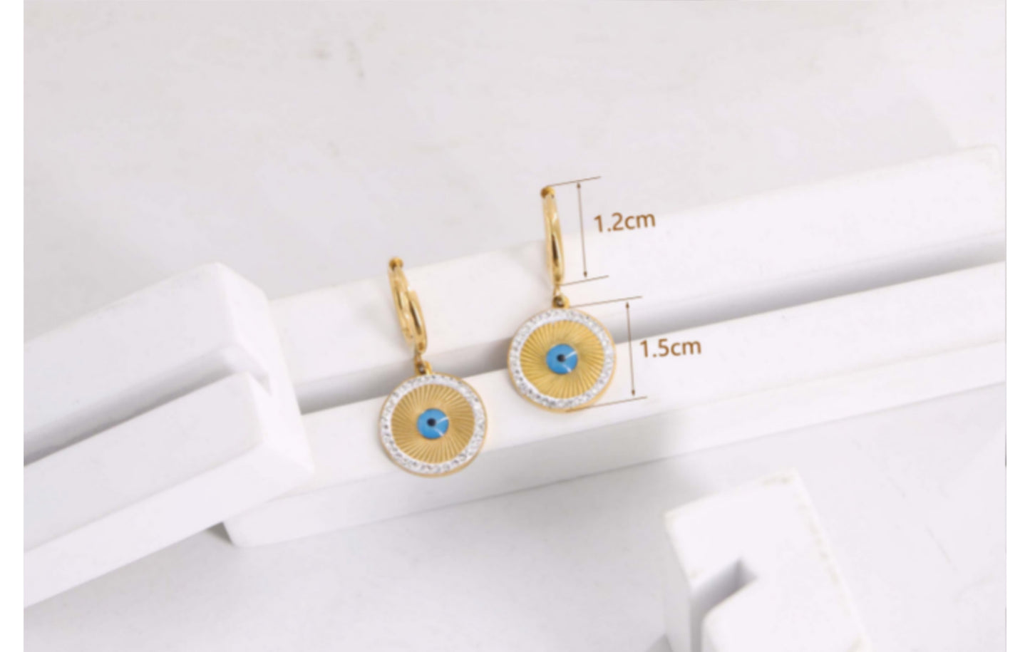 1 Pair Casual Simple Style Devil's Eye Plating Inlay Stainless Steel Zircon Drop Earrings