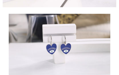 1 Pair Casual Simple Style Devil's Eye Heart Shape Enamel Plating Titanium Steel Drop Earrings