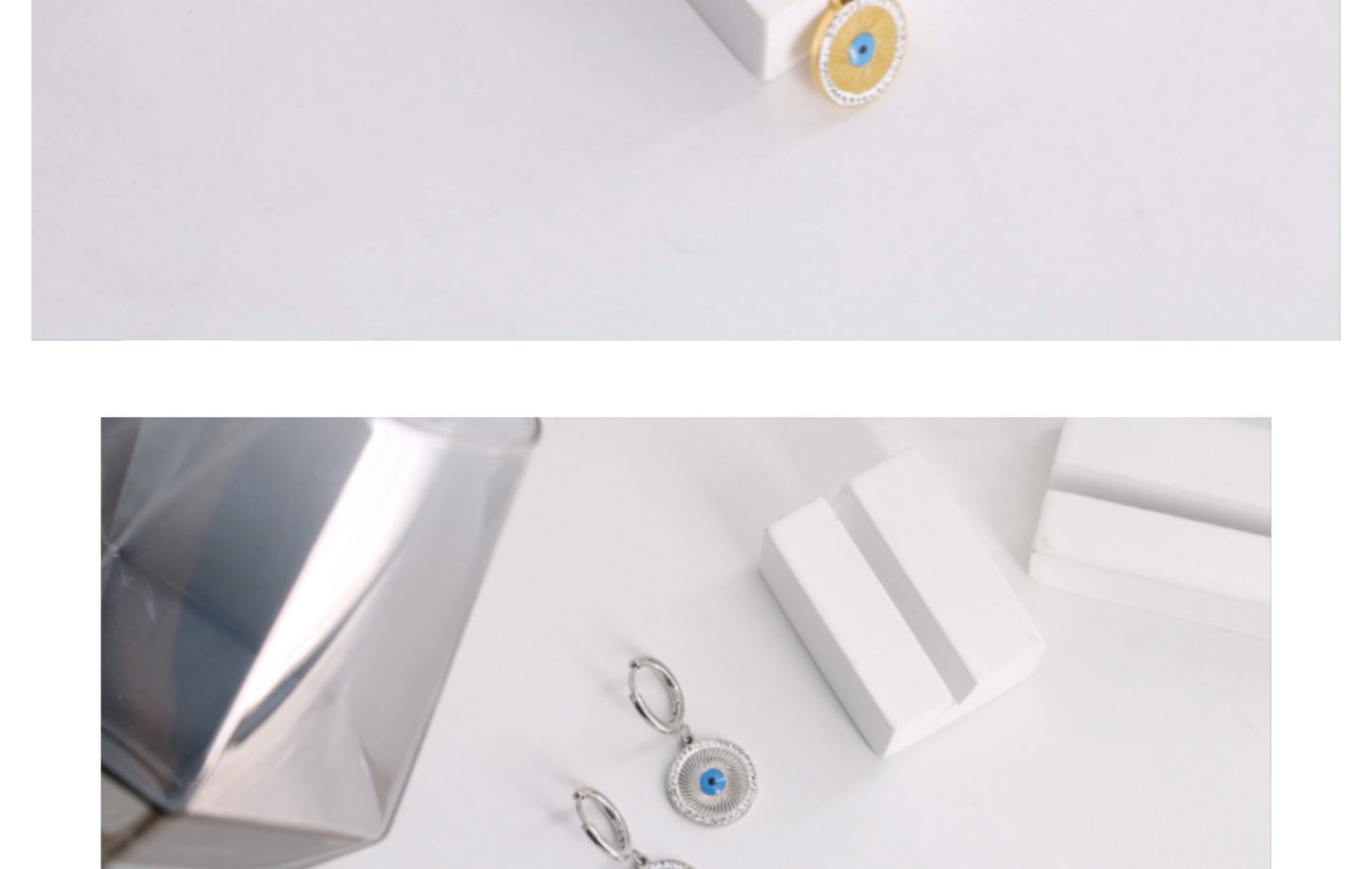 1 Pair Casual Simple Style Devil's Eye Plating Inlay Stainless Steel Zircon Drop Earrings