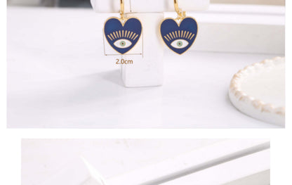 1 Pair Casual Simple Style Devil's Eye Heart Shape Enamel Plating Titanium Steel Drop Earrings