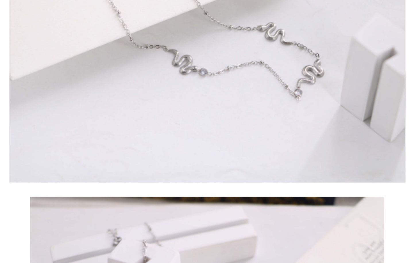 Titanium Steel Simple Style Snake Plating Inlay Zircon Necklace