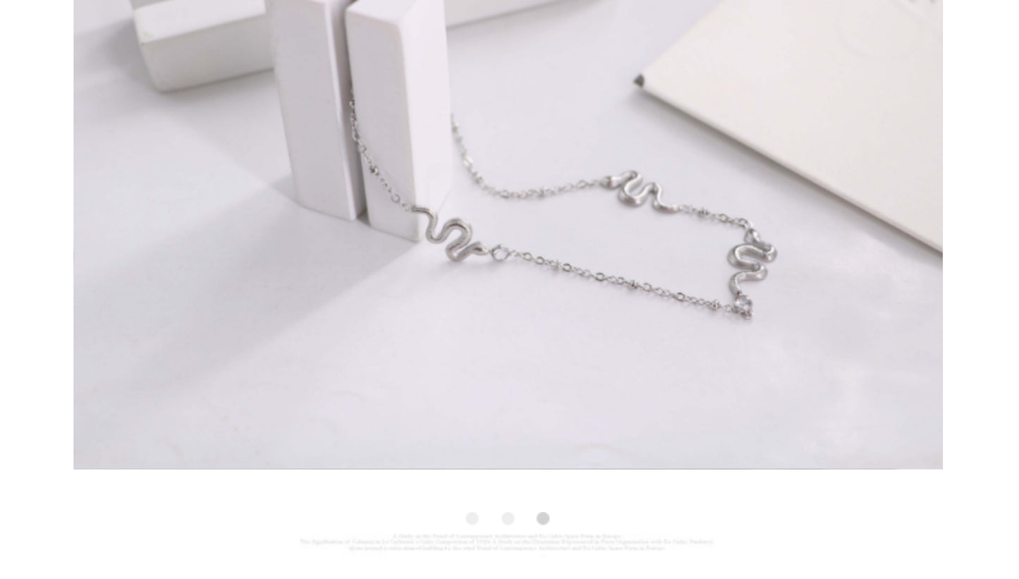 Titanium Steel Simple Style Snake Plating Inlay Zircon Necklace