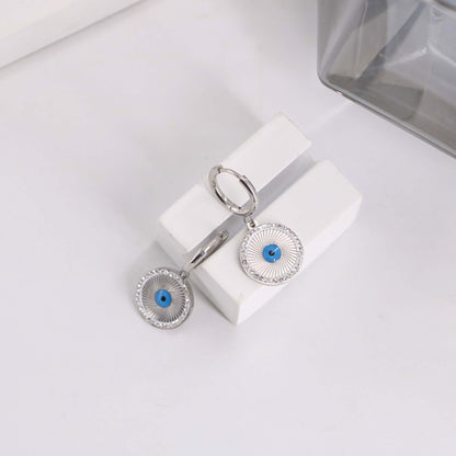 1 Pair Casual Simple Style Devil's Eye Plating Inlay Stainless Steel Zircon Drop Earrings