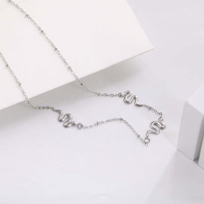 Titanium Steel Simple Style Snake Plating Inlay Zircon Necklace