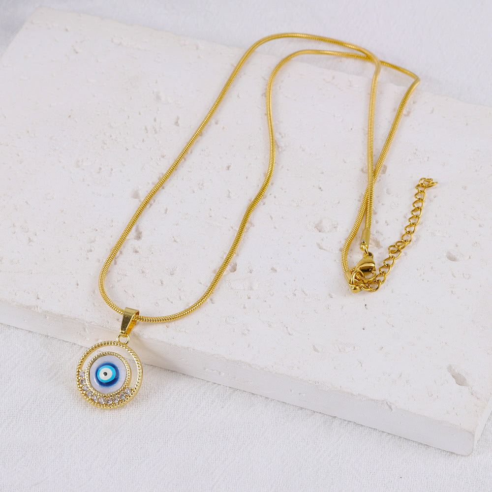 Stainless Steel Copper Vintage Style Devil's Eye Star Butterfly Plating Pendant Necklace