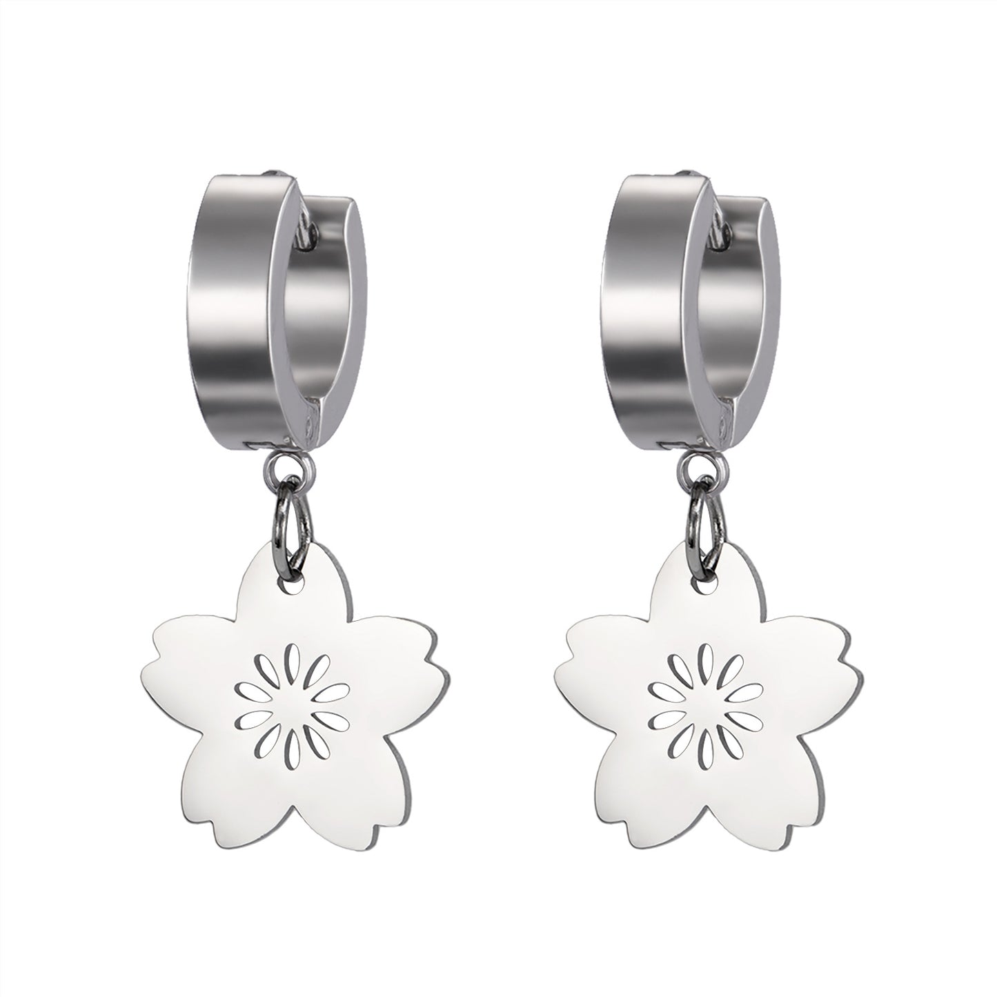 1 Pair Simple Style Flower Plating Stainless Steel Drop Earrings