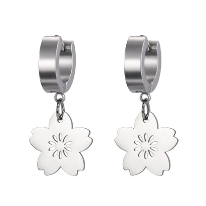 1 Pair Simple Style Flower Plating Stainless Steel Drop Earrings