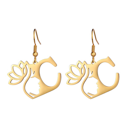 1 Pair Elegant Simple Style Letter Lotus Plating Stainless Steel Drop Earrings