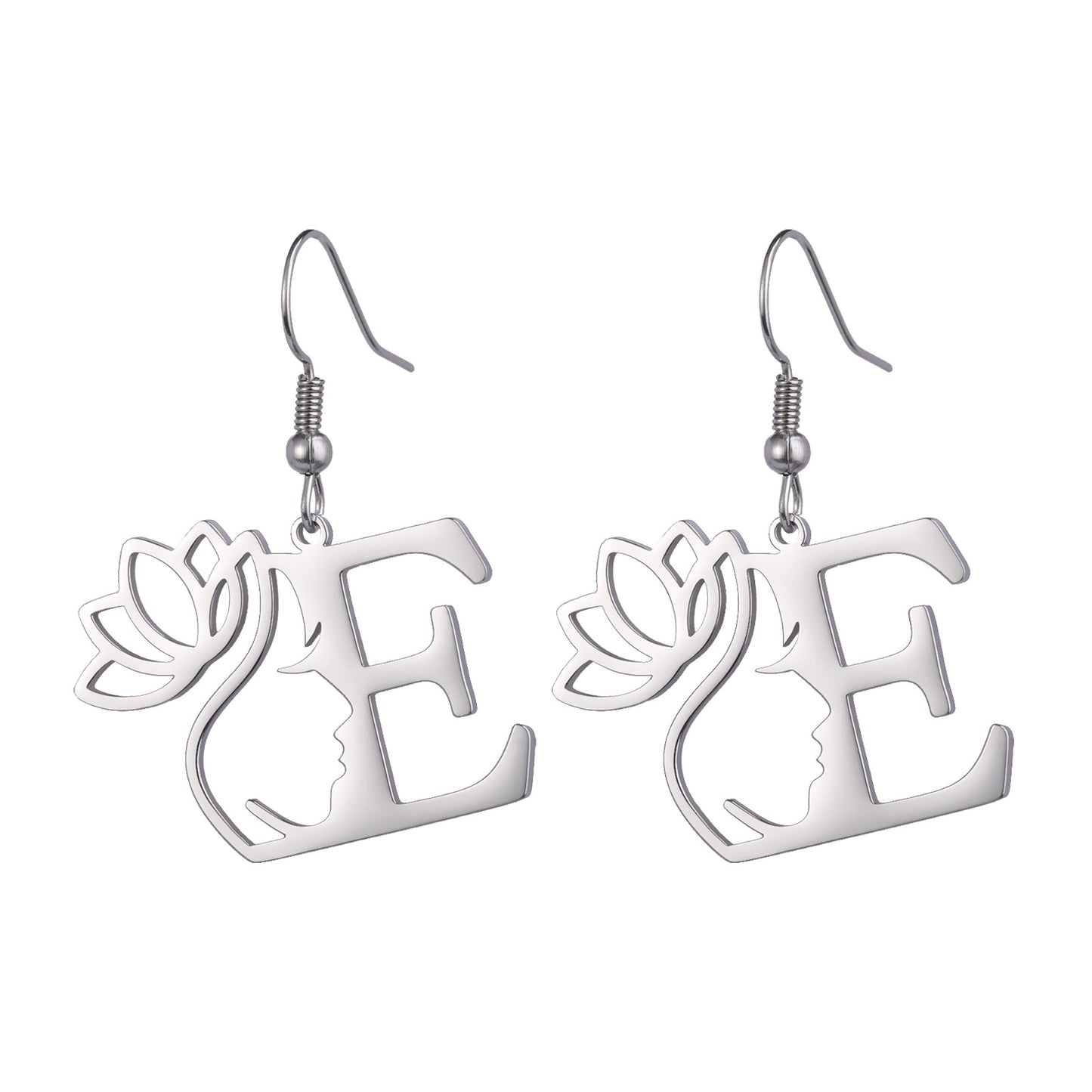 1 Pair Elegant Simple Style Letter Lotus Plating Stainless Steel Drop Earrings