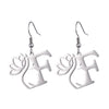 1 Pair Elegant Simple Style Letter Lotus Plating Stainless Steel Drop Earrings