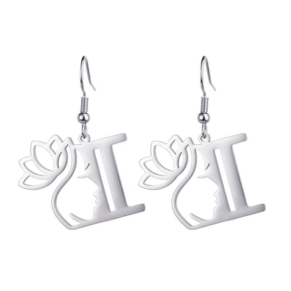 1 Pair Elegant Simple Style Letter Lotus Plating Stainless Steel Drop Earrings