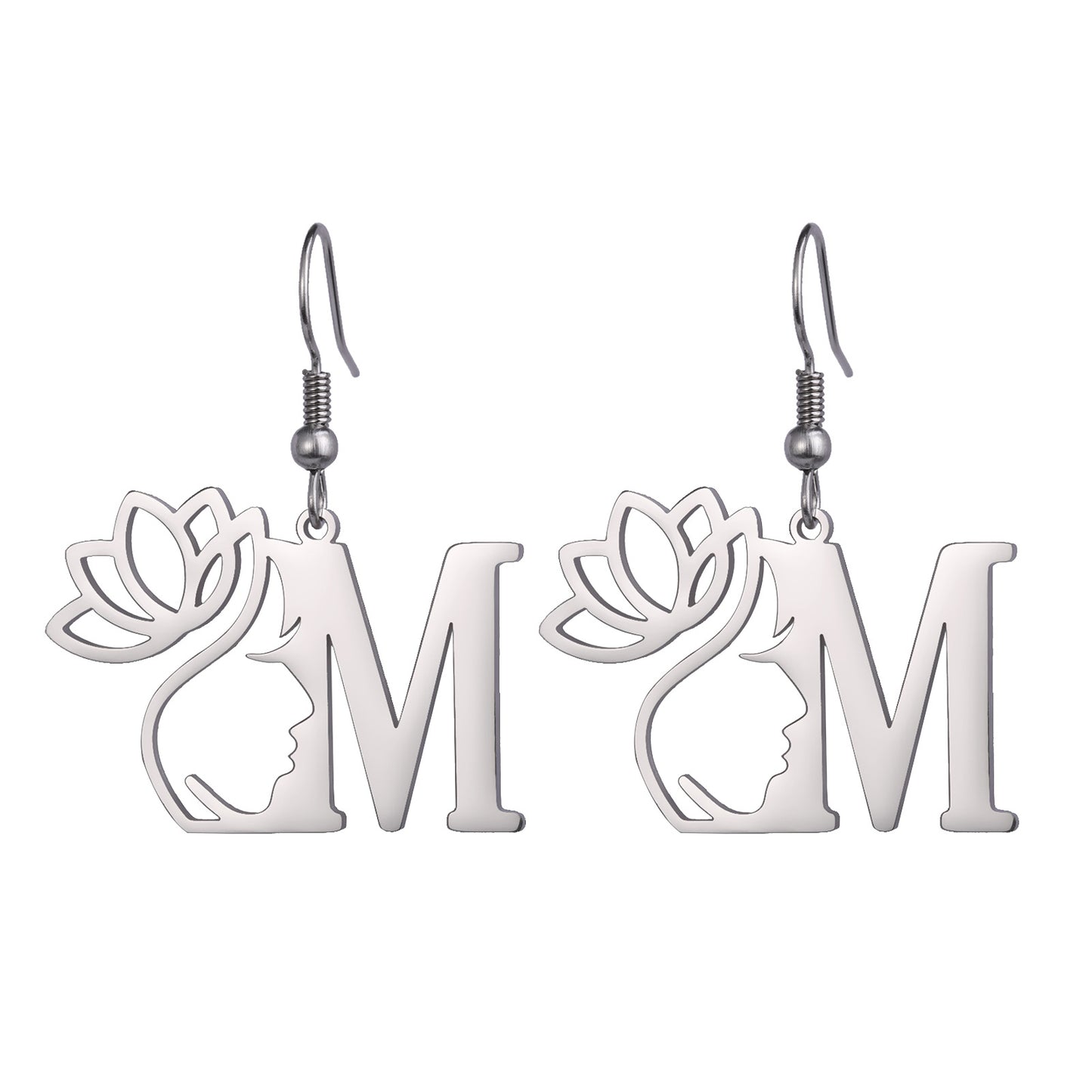 1 Pair Elegant Simple Style Letter Lotus Plating Stainless Steel Drop Earrings