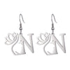 1 Pair Elegant Simple Style Letter Lotus Plating Stainless Steel Drop Earrings