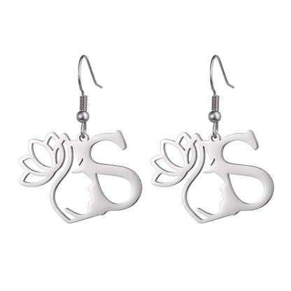 1 Pair Elegant Simple Style Letter Lotus Plating Stainless Steel Drop Earrings