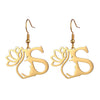 1 Pair Elegant Simple Style Letter Lotus Plating Stainless Steel Drop Earrings