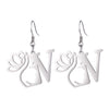 1 Pair Elegant Simple Style Letter Lotus Plating Stainless Steel Drop Earrings