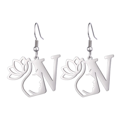 1 Pair Elegant Simple Style Letter Lotus Plating Stainless Steel Drop Earrings