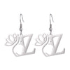 1 Pair Elegant Simple Style Letter Lotus Plating Stainless Steel Drop Earrings