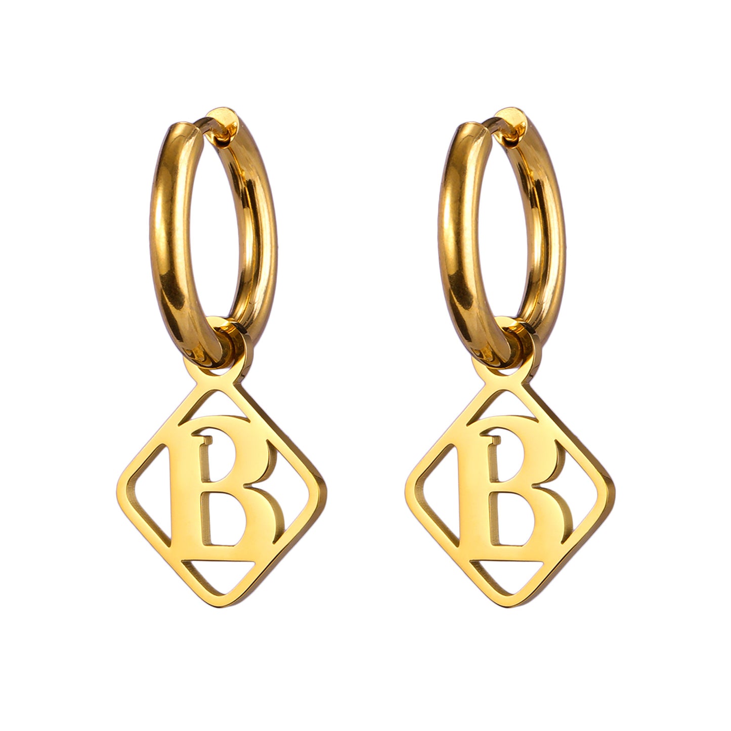 1 Pair Casual Simple Style Letter Plating Stainless Steel Drop Earrings