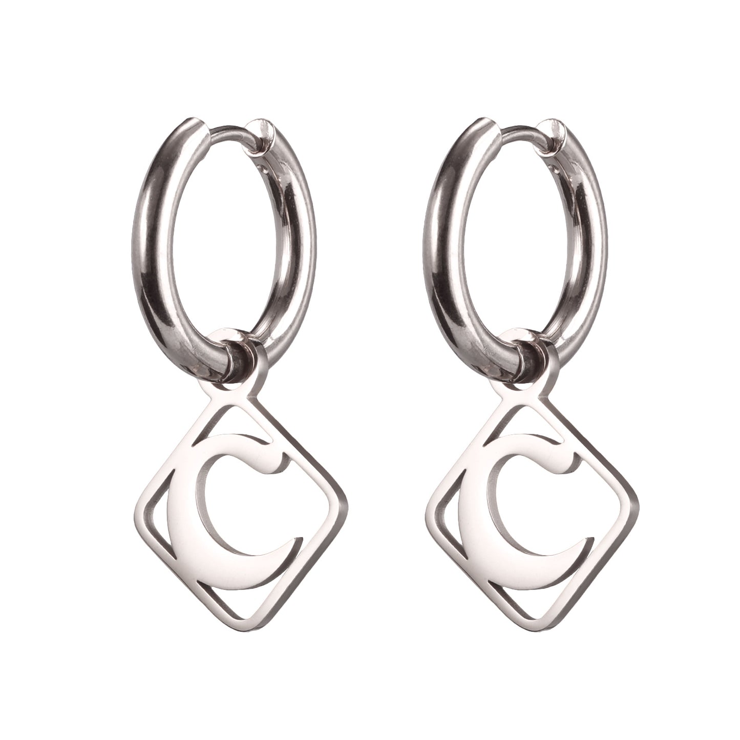 1 Pair Casual Simple Style Letter Plating Stainless Steel Drop Earrings