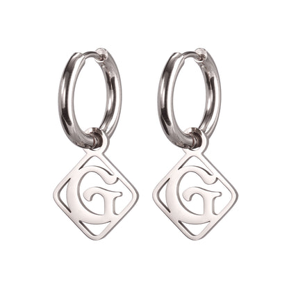 1 Pair Casual Simple Style Letter Plating Stainless Steel Drop Earrings