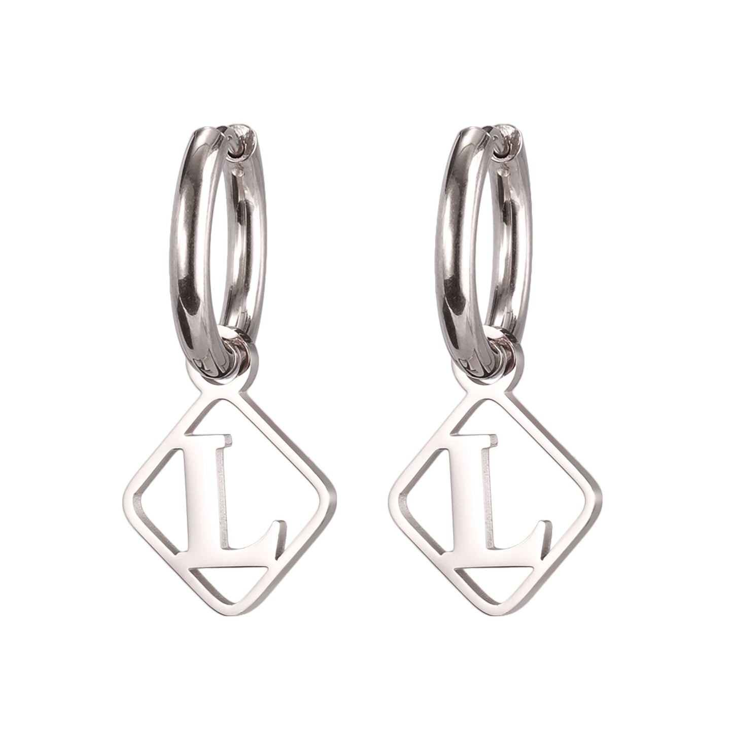 1 Pair Casual Simple Style Letter Plating Stainless Steel Drop Earrings